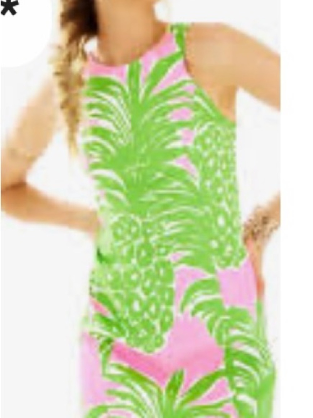 Dress Barn Pink and Green Tropical Print Midi Dress